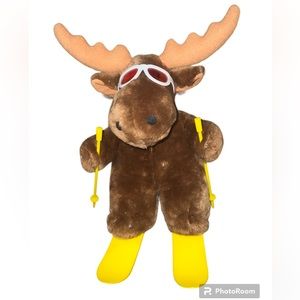 Vtg 1988 Prestige Toy Corp Moose Ski Skiing Plush 10” Stuffed Animal